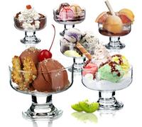 Kadax Sundae Glasses, Ice Cream Glass Bowls, Stemmed Pudding Glasses, Decorative Dessert Dishes, (Set Of 6, 180 Ml)