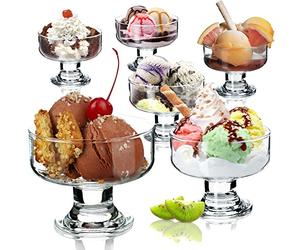 KADAX Sundae Glasses, Ice Cream Glass Bowls, Stemmed Pudding Glasses, Decorative Dessert Dishes, Transparent Fruit Parfait Glasses (Set of 6, 180 ml)