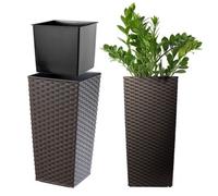Kadax Tall Planter, Lightweight Plastic Flowerpot For Garden, Balcony (19 Cm, Brown, Rattan)