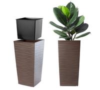 Kadax Tall Planter, Lightweight Plastic Flowerpot For Garden, Balcony (34.4 Cm, Mocha)
