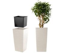 Kadax Tall Planter, Lightweight Plastic Flowerpot For Garden, Balcony (38.8 Cm, Cream)