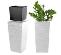 Kadax Tall Planter, Lightweight Plastic Flowerpot For Garden, Balcony (46.5 Cm, White)