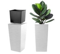 Kadax Tall Planter, Lightweight Plastic Flowerpot For Garden, Balcony (57 Cm, White)