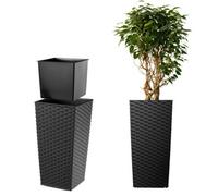 Kadax Tall Planter, Lightweight Plastic Flowerpot For Garden, Balcony (75 Cm, Black, Rattan)