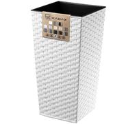 KADAX Tall Planter, Lightweight Plastic Flowerpot for Garden, Balcony, Large Weatherproof Plant Pot for Outdoor and Indoor Use (57cm, White Rattan)