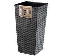 KADAX Tall Planter, Lightweight Plastic Flowerpot for Garden, Balcony, Large Weatherproof Plant Pot for Outdoor and Indoor Use (36 cm, Graphite Rattan)