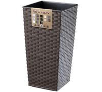 KADAX Tall Planter, Lightweight Plastic Flowerpot for Garden, Balcony, Large Weatherproof Plant Pot for Outdoor and Indoor Use (57 cm, Mocha Rattan)