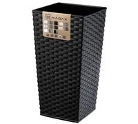 KADAX Tall Planter, Lightweight Plastic Flowerpot for Garden, Balcony, Large Weatherproof Plant Pot for Outdoor and Indoor Use (68 cm, Black Rattan)