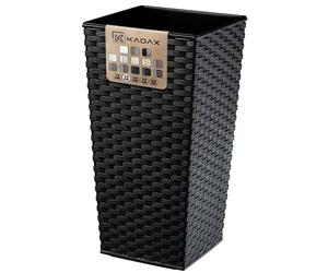 KADAX Tall Planter, Lightweight Plastic Flowerpot for Garden, Balcony, Large Weatherproof Plant Pot for Outdoor and Indoor Use (46.5 cm, Black Rattan)