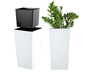 Kadax Tall Planter, Lightweight Plastic Flowerpot For Garden, Balcony (White, 46.5 Cm)
