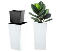 Kadax Tall Planter, Lightweight Plastic Flowerpot For Garden, Balcony (White, 57.5Cm)