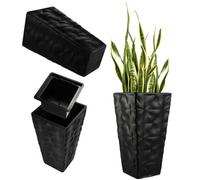 Kadax Tall Planter, Plastic Flower Pot With 3D Effect, Large Plant Pot For Indoor And Outdoor Use (Black, 55.5 Cm)