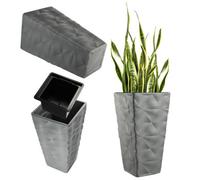 Kadax Tall Planter, Plastic Flower Pot With 3D Effect, Large Plant Pot For Indoor And Outdoor Use (Grey, 55.5 Cm)