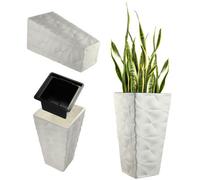 Kadax Tall Planter, Plastic Flower Pot With 3D Effect, Large Plant Pot For Indoor And Outdoor Use (White, 55.5 Cm)