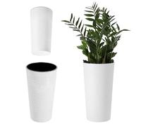 KADAX Tall Planter, Round Eco-Friendly Plant Pot for Indoor and Outdoor Use, Large Flower Pot Made from Recycled Wood Shavings (White, ⌀ 19.5 cm)