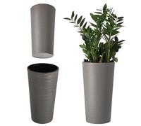 KADAX Tall Planter, Round Eco-Friendly Plant Pot for Indoor and Outdoor Use, Large Flower Pot Made from Recycled Wood Shavings (Grey, ⌀ 30 cm)