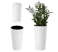 KADAX Tall Planter, Round Eco-Friendly Plant Pot for Indoor and Outdoor Use, Large Flower Pot Made from Recycled Wood Shavings (White, ⌀ 30 cm)