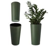 KADAX Tall Planter, Round Eco-Friendly Plant Pot for Indoor and Outdoor Use, Large Flower Pot Made from Recycled Wood Shavings (Green, ⌀ 19.5 cm)