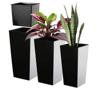 Kadax Tall Planter Set, Lightweight Plastic Flowerpot For Garden (25Cm+30Cm+35Cm, Matte Black, Set Of 3)