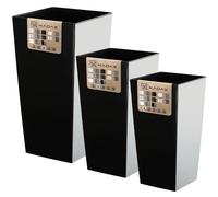 KADAX Tall Planter Set, Lightweight Plastic Flowerpot for Garden, Large Weatherproof Plant Pot for Outdoor and Indoor Use (Glossy Black, Set of 3)