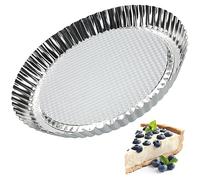 KADAX Tart Tin, Round Quiche Dish, Galvanized Steel Baking Mould for Flan, Pie, Metal Cake Tray, Bakeware (⌀ 22 cm, Silver)