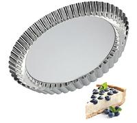 KADAX Tart Tin, Round Quiche Dish, Galvanized Steel Baking Mould for Flan, Pie, Metal Cake Tray, Bakeware (⌀ 30 cm, Silver)
