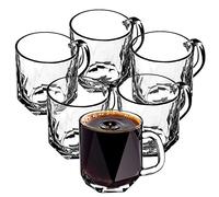 KADAX Tea Glasses 300ml, Glass Cups with Handle for Serving Hot and Cold Drinks, Elegant Glassware for Juice, Water, Coffee and Chocolate (Set of 6)