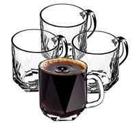 KADAX Tea Glasses 300ml, Glass Cups with Handle for Serving Hot and Cold Drinks, Elegant Glassware for Juice, Water, Coffee and Chocolate (Set of 4)