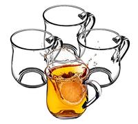 KADAX Tea Glasses 320ml, Glass Cups with Handle for Serving Hot and Cold Drinks, Elegant Glassware for Juice, Water, Coffee and Chocolate (Set of 4)