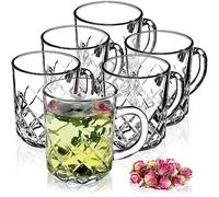 KADAX Tea Glasses, Drinking Glasses with Handles, Glassware for Hot and Cold Drinks, Clear Cups for Coffee, Glass Mugs for Cappuccino, Green Tea, Juice (Set of 6, 230 ml)