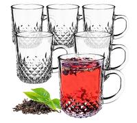 KADAX Tea Glasses, Drinking Glasses with Handles, Glassware for Hot and Cold Drinks, Clear Cups for Coffee, Glass Mugs for Cappuccino, Green Tea, Juice (Set of 6, 230 ml)