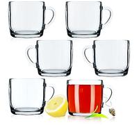KADAX Tea Glasses, Drinking Glasses with Handles, Glassware for Hot and Cold Drinks, Clear Cups for Coffee, Glass Mugs for Cappuccino, Green Tea, Juice (Set of 6, 310 ml)