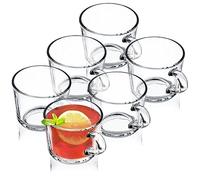 KADAX Tea Glasses, Drinking Glasses with Handles, Glassware for Hot and Cold Drinks, Clear Cups for Coffee, Glass Mugs for Cappuccino, Green Tea, Juice (Set of 6, 270 ml)