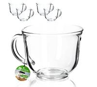 KADAX Tea Glasses with Handle, 480ml Glass Cup Set, Dishwasher Safe Coffee Glasses, Hot and Cold Drinks, Coffee Mugs, Juice Glasses, Glass Cups (480ml/4 Pack)