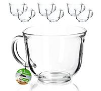 KADAX Tea Glasses with Handle, 480ml Glass Cup Set, Dishwasher Safe Coffee Glasses, Hot and Cold Drinks, Coffee Mugs, Juice Glasses, Glass Cups (480ml/6 Pack)