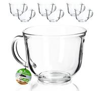 Kadax Tea Glasses With Handle, 480Ml Glass Cups Set, Dishwasher Safe Coffee Glasses, Hot And Cold Drink Glasses (480Ml 6Pcs)