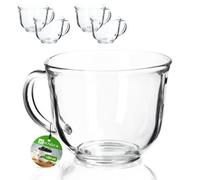 Kadax Tea Glasses With Handle, 480Ml Glass Cups Set, Dishwasher Safe Coffee Glasses, Hot And Cold Drink Glasses (480Ml 4Pcs)