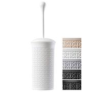 KADAX Toilet Brush and Container, Plastic Toilet Brush, Toilet Set, Stand, Toilet Brush with Ergonomic Handle, for Bathroom, Brush Set, Closed Shape, Round (White)