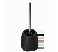 KADAX Toilet Brush with Holder, Brush with Long Steel Handle and Stiff Bristles, Bathroom Brush with Ceramic Holder in Several Colours (Black)
