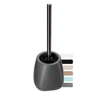 KADAX Toilet Brush with Holder, Brush with Long Steel Handle and Stiff Bristles, Bathroom Brush with Ceramic Holder in Several Colours (Grey)