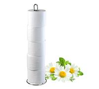 KADAX Toilet Roll Holder, Freestanding Toilet Paper Stand, Tall Powder-Coated Steel Paper Roll Storage, Modern Bathroom Accessory (Silver)