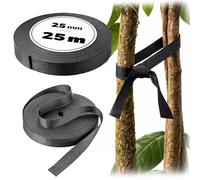 KADAX Tree Binding Tape 25 mm x 25 m, Binding Tape for Secure Attachment of Trees and Shrubs, Tree Ties Made of Polypropylene, Tree Attachment, Plant Ties (Black)