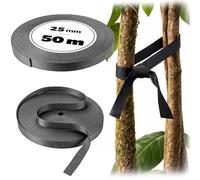 KADAX Tree Binding Tape 25 mm x 50 m, Binding Tape for Secure Attachment of Trees and Shrubs, Tree Ties Made of Polypropylene, Tree Attachment, Plant Ties (Black)