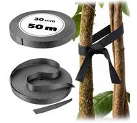 KADAX Tree Binding Tape 30 mm x 50 m, Binding Tape for Secure Attachment of Trees and Shrubs, Tree Ties Made of Polypropylene, Tree Attachment, Plant Ties (Black)