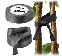 KADAX Tree Binding Tape 50 mm x 25 m, Binding Tape for Secure Attachment of Trees and Shrubs, Tree Ties Made of Polypropylene, Tree Attachment, Plant Ties (Black)