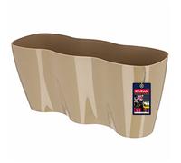 KADAX Triple Flowerpot, Polypropylene Orchid Pot in Several Colours, Oblong Planter for Living Room, Office, Bedroom, Kitchen, Elegant Plant Pot (35 x 12 cm, Beige)