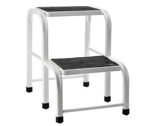 KADAX Two-Step Stool, Small Steel Step Ladder for Caravan, Campervan, Kitchen, Sturdy Platform Stool with Non-Slip Feet, Lightweight Metal Stepladder
