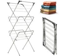 Kadax Vertical Clothes Dryer With Non-Slip Feet, Sturdy Metal Clothes Dryer, Tower Clothes Airer (Silver)