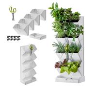 Kadax Vertical Garden Plant Tower Made Of Robust Plastic Column Pot With Base, Herb Garden For Balcony (White)