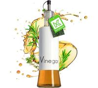 KADAX Vinegar Dispenser, Glass White Vinegar Bottle with Nozzle for Cooking, Kitchen Liquid Dispenser, Airtight Container for Vinegar (280 ml, White)